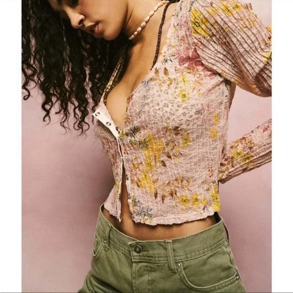 NWT Free People Angelina Floral Print Crop Top - Picture 6 of 10